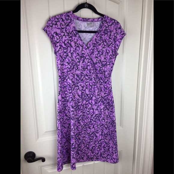 Athleta Dresses & Skirts - Athleta purple nextar stretch faux wrap dress Xs